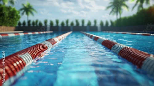 An open-air swimming pool ideal for relaxation and sports, swimming.