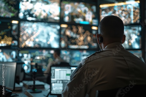 Government surveillance agency and military joint operation agent working at system control center