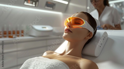 A bright and welcoming clinic scene highlighting a patient receiving an IPL treatment, emphasizing effectiveness and comfort.