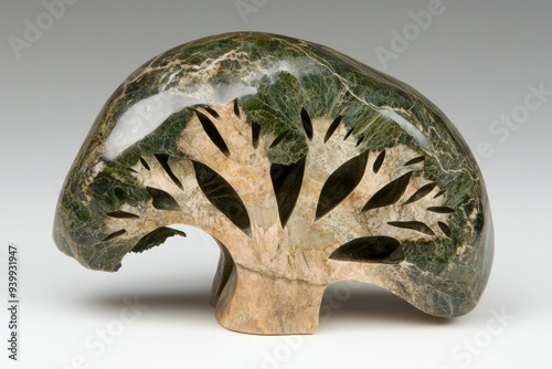 Carved stone sculpture of a tree