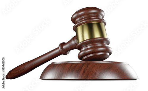 Wooden Gavel Isolated. Transparent PNG.