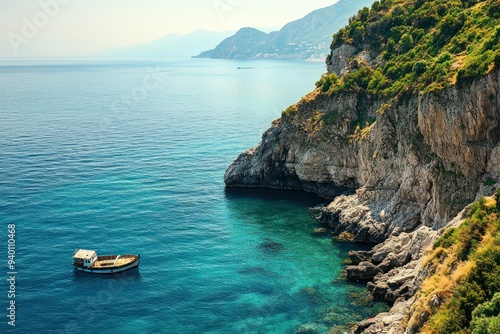 top view of the sea and coast in southern Italy