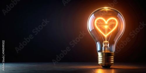 Illuminated light bulb with word LOVE glowing in dark background , love, glowing, light bulb, concept, illumination