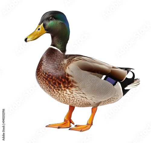 PNG. Wildlife duck isolated on a transparent background.