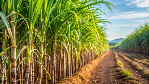 Close up of sugarcane with plantation in background, sugarcane, plantation, agriculture, crops, farm, close-up, growth, green