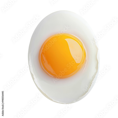 Freshly cracked egg with a vibrant yolk and smooth egg white, perfect for culinary and food photography. Isolated on transparent background.