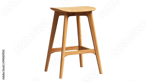 Wooden bar stool isolated transparent background