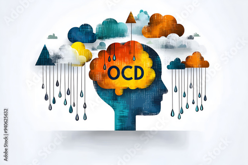 An abstract illustration depicts the mind of an OCD patient