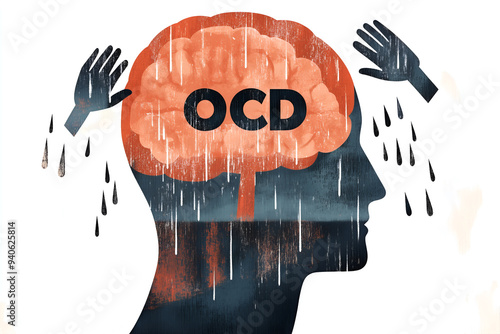 An abstract illustration depicts the mind of an OCD patient