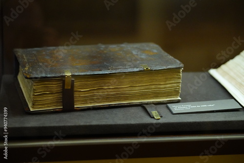 old book on the table in museum