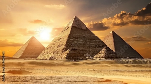 Majestic Pyramids of Giza at Sunset