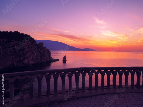 Rock sail at the yalta crimea during sunset