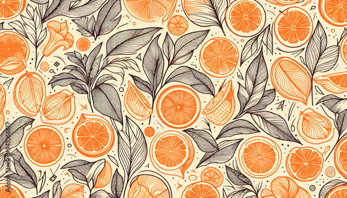 orange seamless pattern textile vector