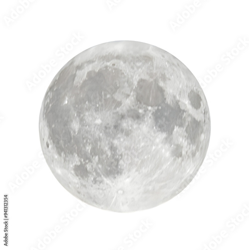 Full moon in PNG isolated on transparent background, moon isolated in PNG