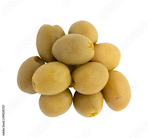 green olives isolated on white