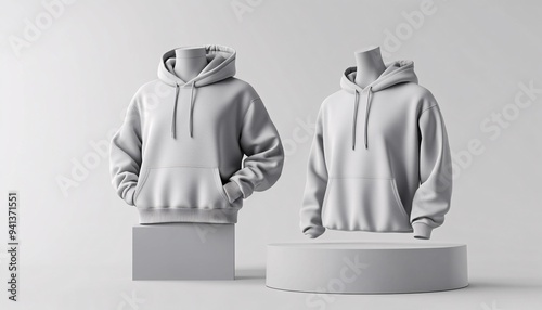 Light Gray Plain Hoodie Branding Mockup with Mannequin Presentation Branding