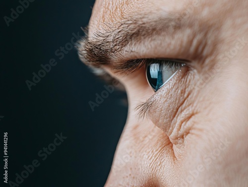 Close-up of a person s face wincing in pain, a sharp, stinging tear rolling down their cheek