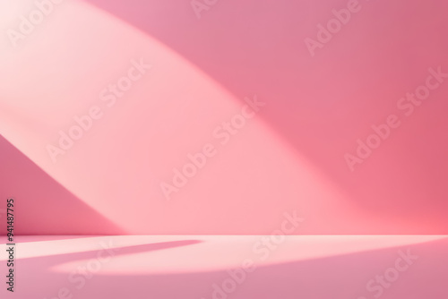 pink wall background with shadow for highlight product display presentation