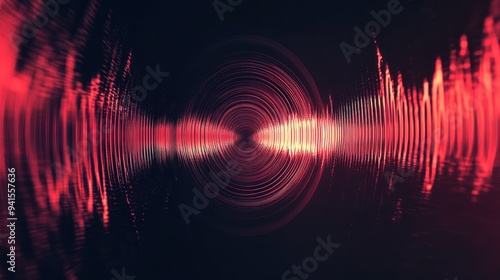 Abstract Red Sound Waves Illustration