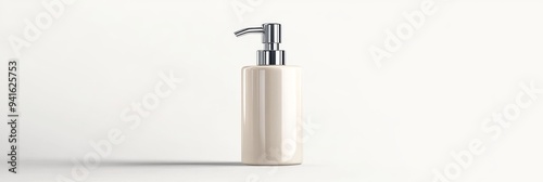 Modern 3D Vector Illustration of Chrome Soap Dispenser on White Background