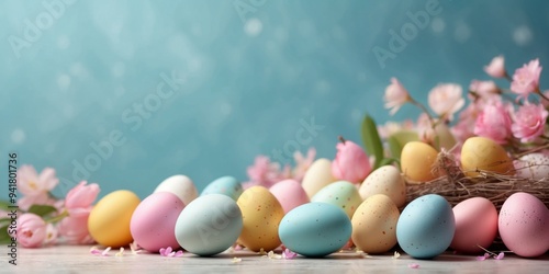 Easter background in gentle colors with copy space.