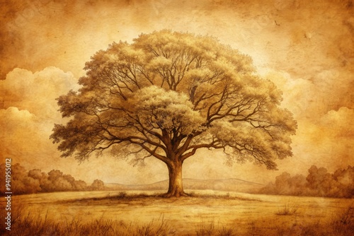 Tree of Memories: Sepia-toned tree sketch with a nostalgic and sentimental feel, capturing the passage of time.