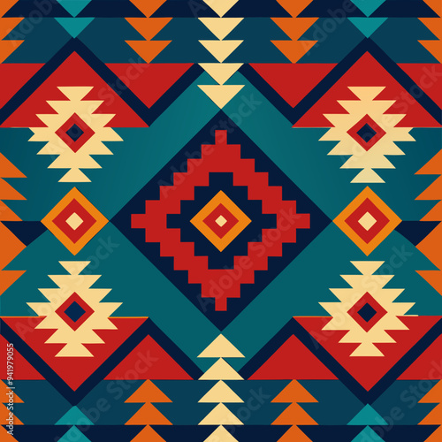 Navajo tribal ethnic American textile seamless pattern