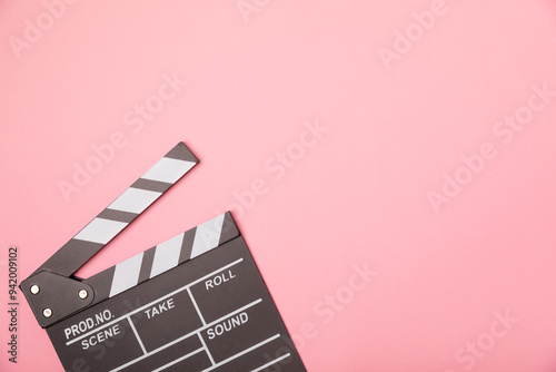 Movie clapper. Movie clapperboard on a bright colored background. Concept of rest and entertainment. Concept of cinema. Film director. Producer. Business and profession. Place for text. Copy space