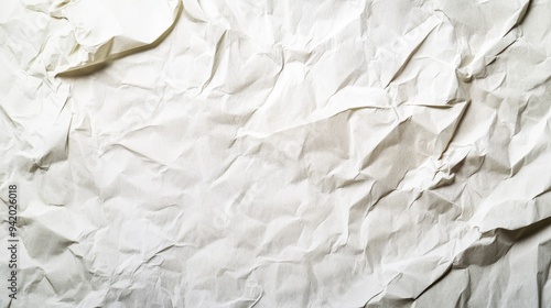 A close-up image of a white crumpled paper background, capturing the texture of the creases and folds. The paper is wrinkled and uneven, creating a textured surface. It evokes feelings of chaos, imper