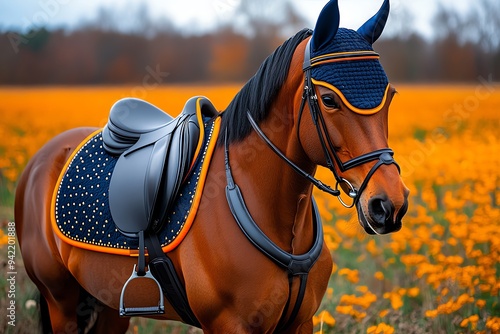 An adaptive equestrian saddle with extra support and custom stirrups for riders with balance impairments