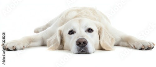 Isolated white dog portrait on a white background. Stock photo