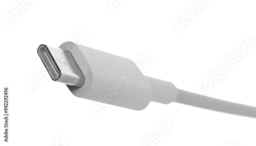 Close up USB cable plug isolated on white background