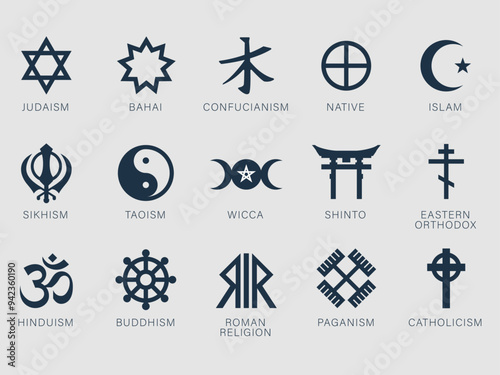 set of different religious symbols