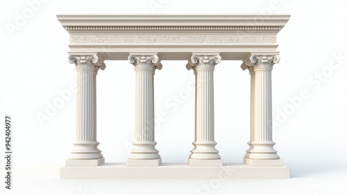 The four pillars are white and are part of a building