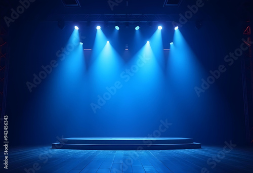 Concert Stage Scenery With Spotlights and Colored Lights