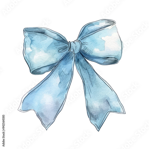 Elegant watercolor blue ribbon