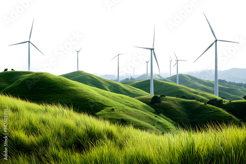 PNG Wind turbines on grassy hills