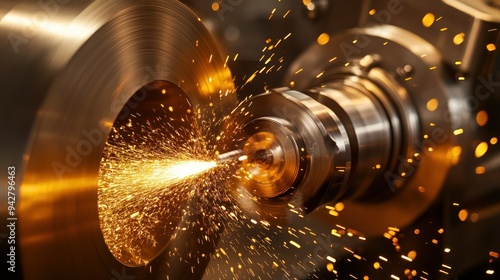 Metal Cutting With Sparks And Machine