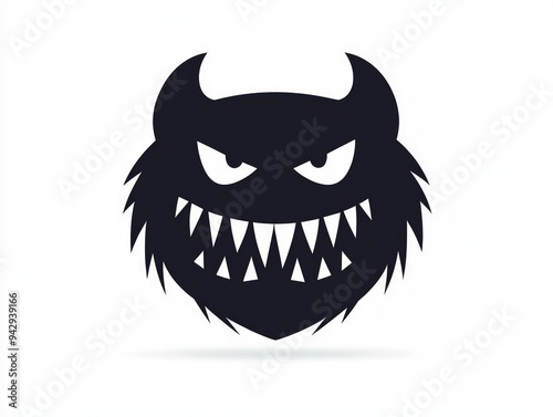 Bold black silhouette of a Halloween monster, minimalist flat design on white.