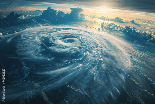 Top view of the formation of the anticyclone. Hurricane or tornado funnel. Generated by artificial intelligence