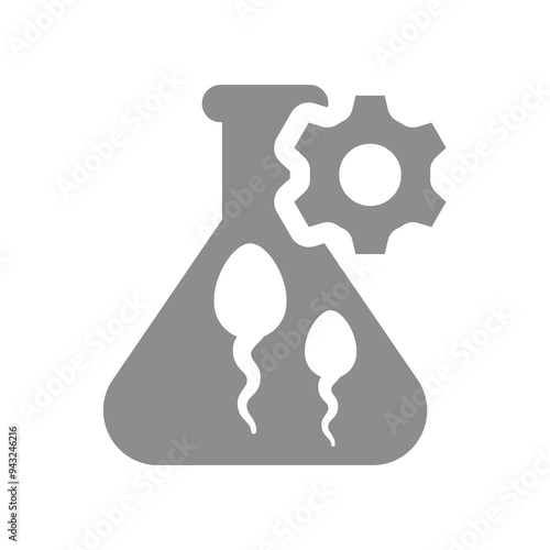 In vitro fertilisation, test tube baby icon. Sperm in flask, bioengineering vector symbol.