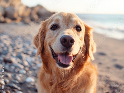 Golden Retriever Puppy at the Beach