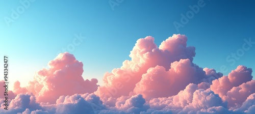 Beautiful sunset cloudscape and blue sky. Generative AI technology. 