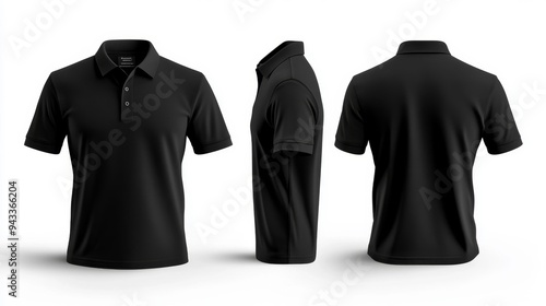 Black Polo Shirt Displayed from Multiple Angles Generative AI