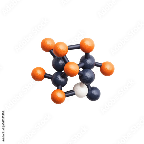 Detailed molecular structure visualization with colored atoms representing different elements for educational and scientific use.