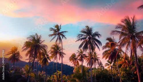 colorful palms tropical landscape