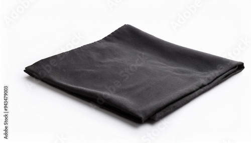 black square piece of cloth napkin isolated on white