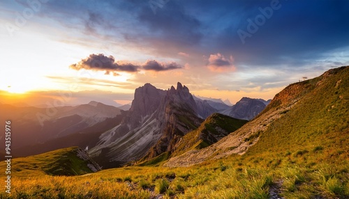 italian mountainscape at sundown