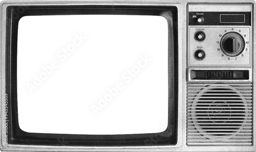 Large halftone vintage television with a transparent background