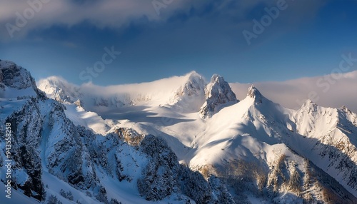 snow covered mountains in winter